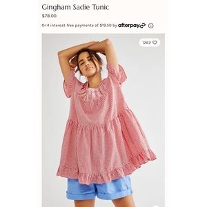 Free People Gingham Sadie Tunic NWT Size Small